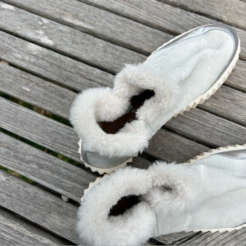 Voile Blanche‎ Luna Leather Fur Trim Sneaker Bootie Boots Size 40 / Size 10